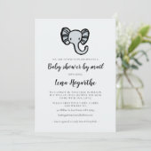 かわいい青い象のベビーシャワーby mail 招待状 (スタンド正面)