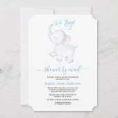 かわいい青い象の男の子の赤ちゃんシャワー郵便 招待状 (正面)