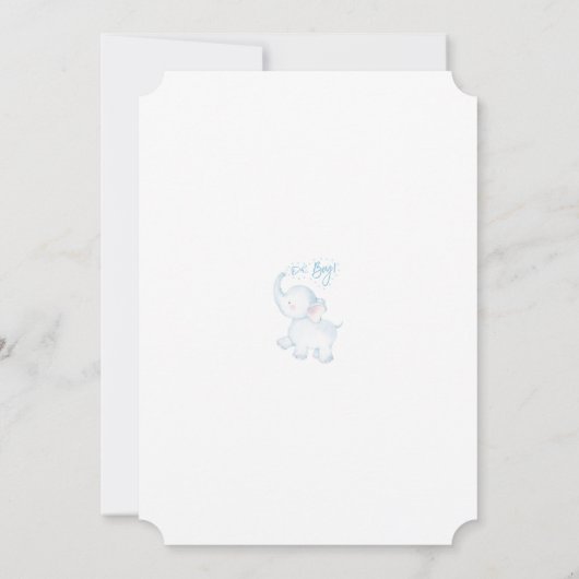 かわいい青い象の男の子の赤ちゃんシャワー郵便 招待状 (裏面)