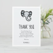 かわいい青い象の赤ちゃんシャワー サンキューカード (スタンド正面)