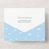 かわいい青い象の赤ちゃんシャワー Little Peanut Boy Baby Shower オールインワン招待状 (裏面)