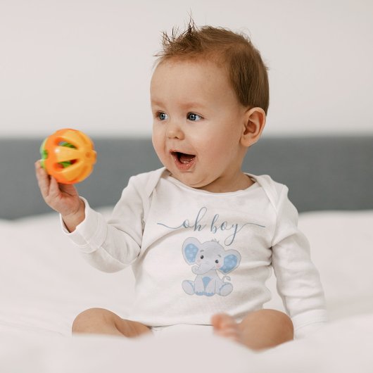 かわいい青い象モダンエレガントミニマル男の子 ベビーボディスーツ