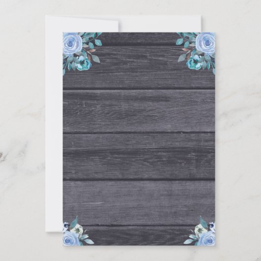 かわいい青い象素朴男の子シャワー 招待状 (裏面)