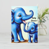 かわいい青い象2頭の招待状 招待状 (スタンド正面)