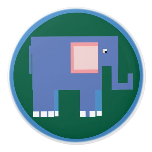 かわいい青い象 セラミックノブ (正面)