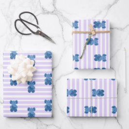 かわいい青い象 ラッピングペーパーシート