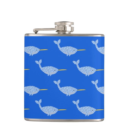 かわいい青い赤ちゃんイルカの模様 フラスク (正面)