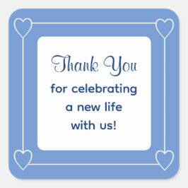 かわいい青い赤ちゃんシャワーありがとう祝。 スクエアシール