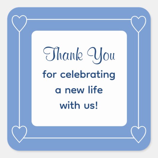 かわいい青い赤ちゃんシャワーありがとう祝。 スクエアシール (正面)