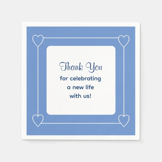 かわいい青い赤ちゃんシャワーありがとう祝。 スタンダードカクテルナプキン (正面)