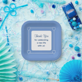 かわいい青い赤ちゃんシャワーありがとう祝。 ペーパープレート