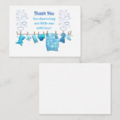 かわいい青い赤ちゃん服のサンキューカード ノートカード (正面/裏面)