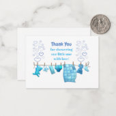 かわいい青い赤ちゃん服のサンキューカード ノートカード (正面/裏面インサイチュ)
