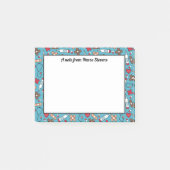 かわいい青い赤のパターン – ナースからのメモ ポストイット (正面)