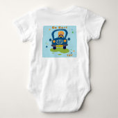 かわいい青い車で遊ぶ猫をカスタマイズ ベビーボディスーツ (裏面)