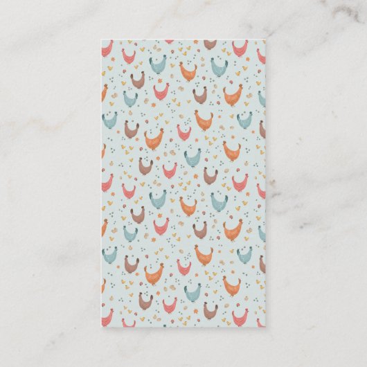 かわいい青い農場鶏の本ベビー エンクロージャーカード (裏面)