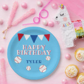 かわいい青い野球球旗子供の誕生日パーティー ペーパープレート (パーティー)