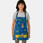 かわいい青い野生動物の恐竜のパターンパーソナライズされた エプロン (インサイチュ)