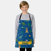 かわいい青い野生動物の恐竜のパターンパーソナライズされた エプロン (着用した状態)