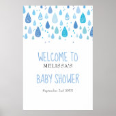 かわいい青い雨滴のベイビーシャワー / スプリンクル歓迎 ポスター (正面)