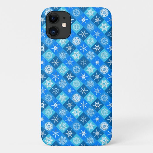かわいい青い雪の結晶のパターンデザイン Case-Mate iPhoneケース (裏面)