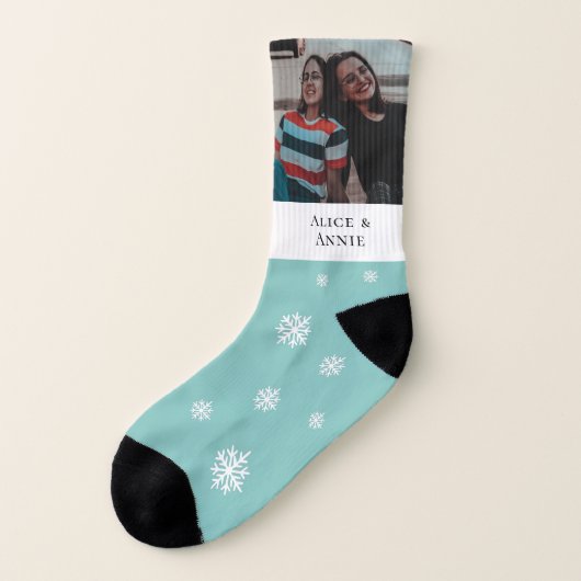 かわいい青い雪の結晶のパパの写真 ソックス (左外側)