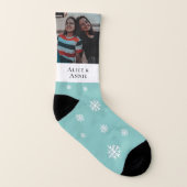 かわいい青い雪の結晶のパパの写真 ソックス (左内側)