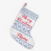 かわいい青い雪片パターンサンダー_コーブ スモールクリスマスストッキング (正面 (吊り時))