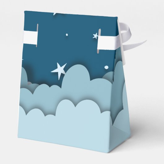 かわいい青い雲と夜の赤ちゃんシャワー フェイバーボックス (裏面サイド)