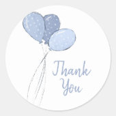 かわいい青い風船ありがとう ラウンドシール (正面)