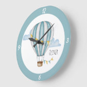 かわいい青い風船の水彩画 ラージ壁時計 (傾斜)