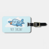 かわいい青い飛行機の少年航空旅行 ラゲッジタグ (正面横)