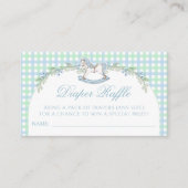 かわいい青い馬の赤ちゃんシャワーおむつラッフル エンクロージャーカード (正面)