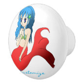 かわいい青い髪のマーメイドサンダー_コーブ セラミックノブ (右)