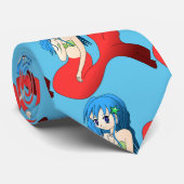 かわいい青い髪のマーメイドサンダー_コーブ ネクタイ (ロール)