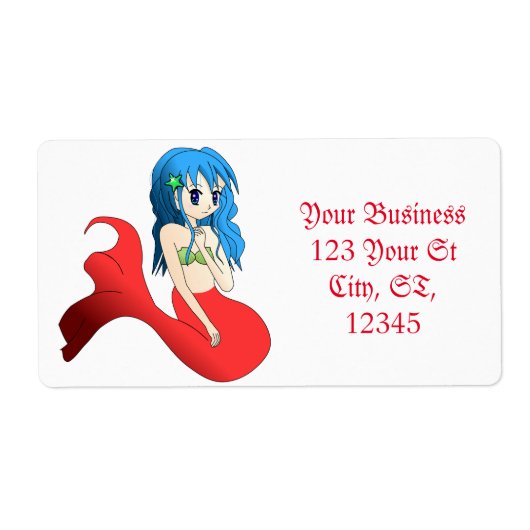 かわいい青い髪のマーメイドサンダー_コーブ ラベル (正面)