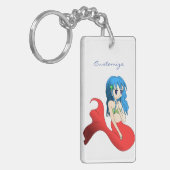 かわいい青い髪の人魚サンダー_コーブ キーホルダー (正面左)