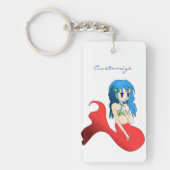 かわいい青い髪の人魚サンダー_コーブ キーホルダー (正面)
