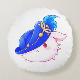 かわいい青い魔法使いウサギステッカー ラウンドクッション