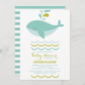 かわいい青い鯨男の子の赤ちゃんシャワー招待状 招待状 (正面/裏面)