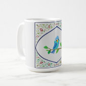 かわいい青い鳥のタペストリー コーヒーマグカップ (正面左)