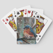 かわいい青い鳥の歌の鳥の冬絵画の トランプ (裏面)
