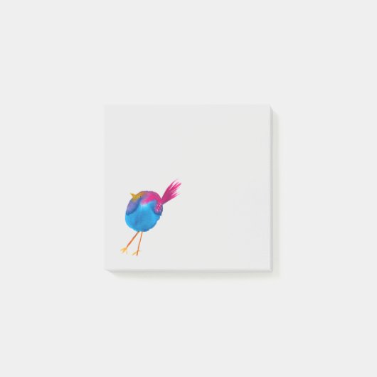 かわいい青い鳥の水彩画 ポストイット (正面)