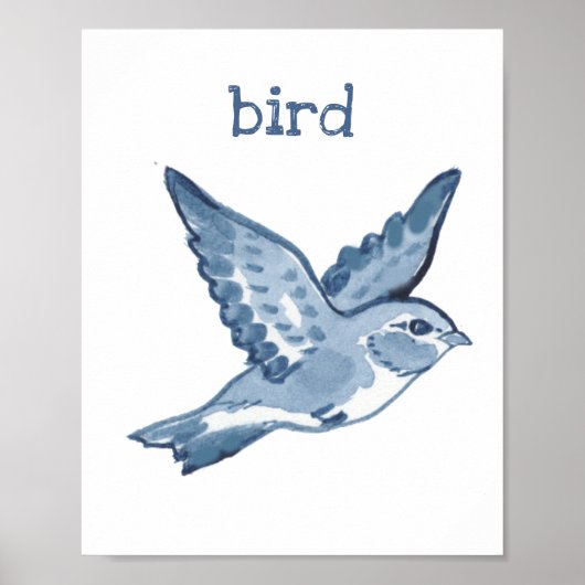 かわいい青い鳥の水色動物の自然野生動物 ポスター (正面)