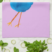 かわいい青い鳥の水色 キッチンタオル (折り畳み)