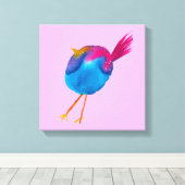 かわいい青い鳥の水色 キャンバスプリント (インサイチュ (ウッドフロア))