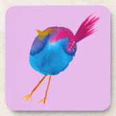 かわいい青い鳥の水色 コースター (正面)
