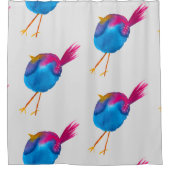 かわいい青い鳥の水色 シャワーカーテン (正面)