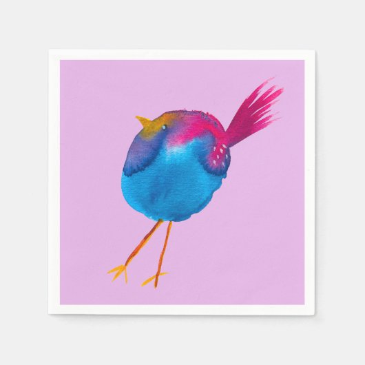 かわいい青い鳥の水色 スタンダードカクテルナプキン (正面)