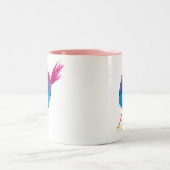 かわいい青い鳥の水色 ツートーンマグカップ (中央)